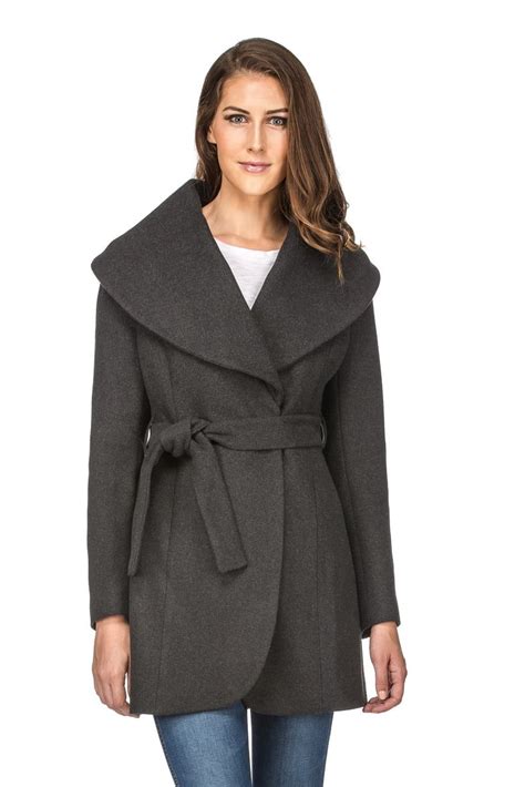 women's wool blend wrap coat.